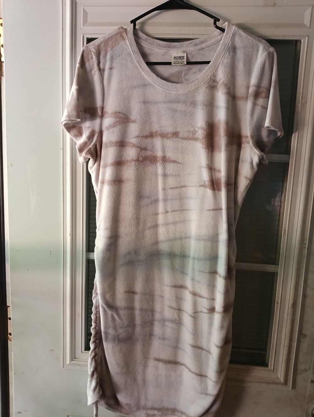 PINK Victoria Secret Short Sleeve Tie-Dye Tunic Dress - Light Brown & Cream XL